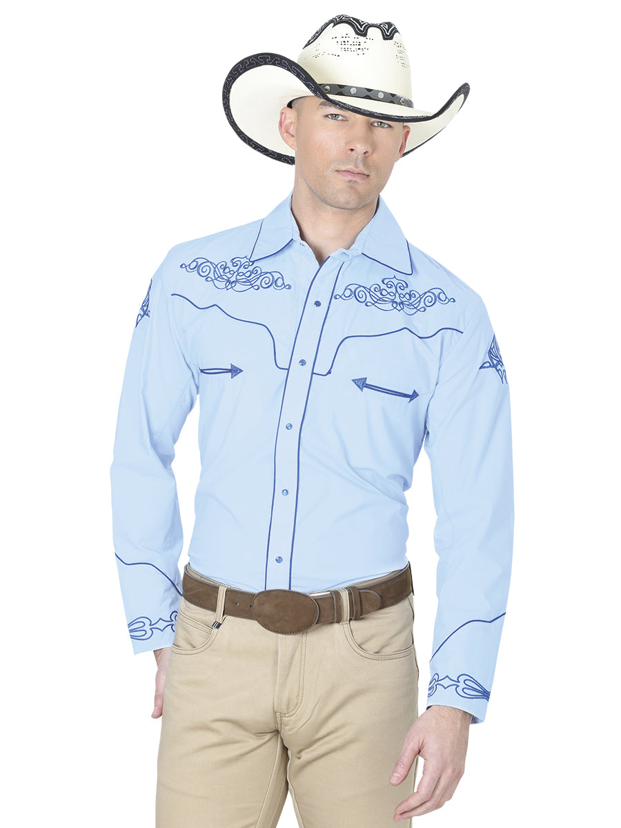Camisa Vaquera Manga Larga El General Mch-02-03 65% Polyester 35% Algodon Azul Cielo 40985