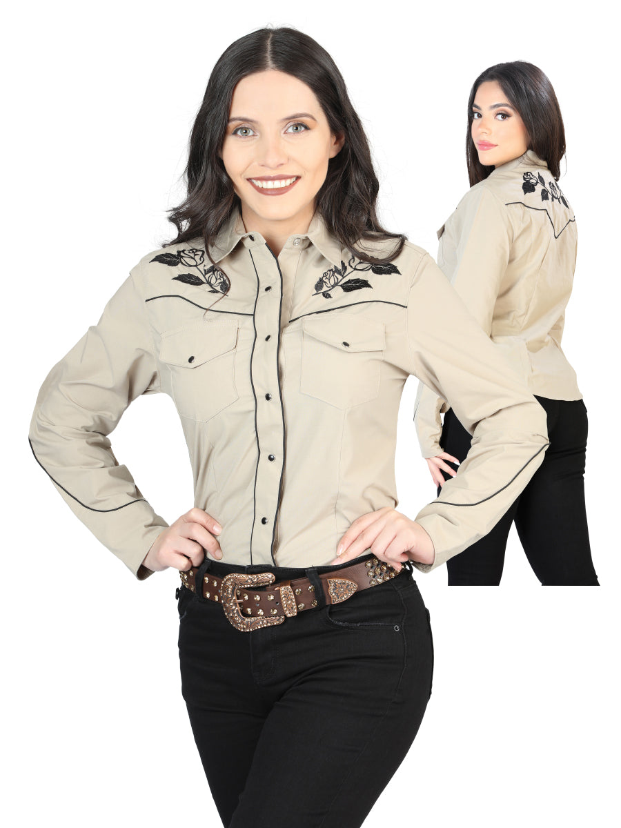 Dama Khaki Bordado Camisa 42969