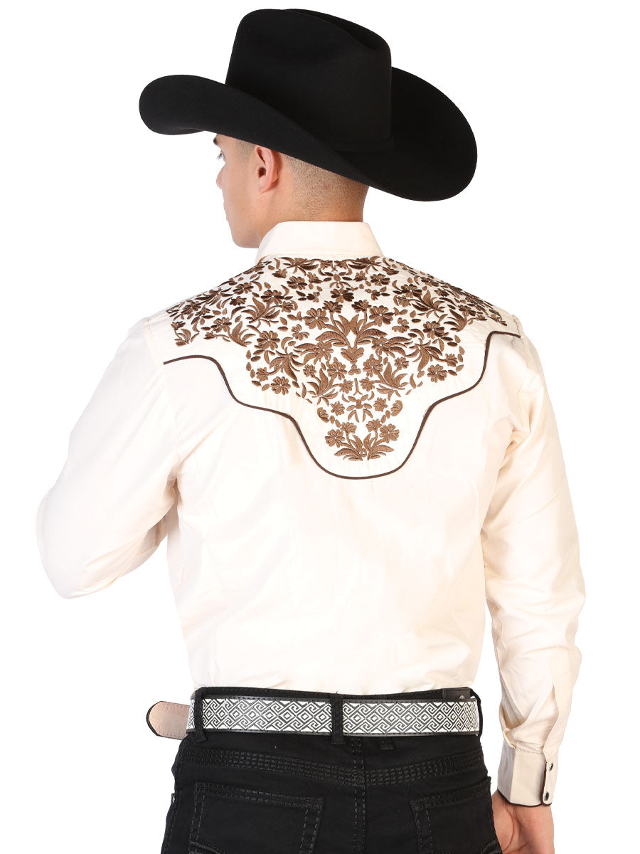 el Señor de los Cielos Bordado Camisa Beige/dorado 43299