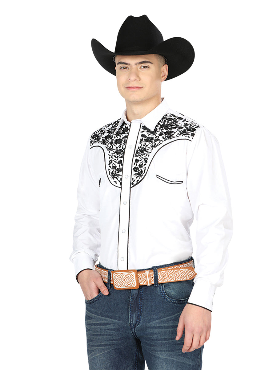 el Señor de los Cielos Bordado Camisa Blanco/negro 43300