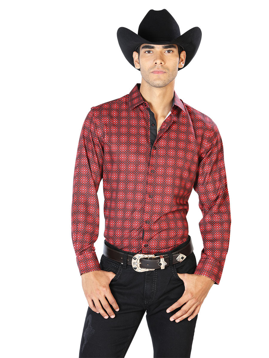 Camisa Casual Manga Larga El Señor De Los Cielos Wh-034 97% Poliéster 3% Elastano Rojo 43552