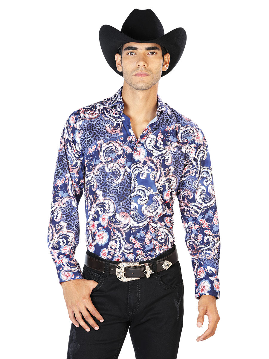 Azul Marino Azul Casual Manga Larga Camisa 43577