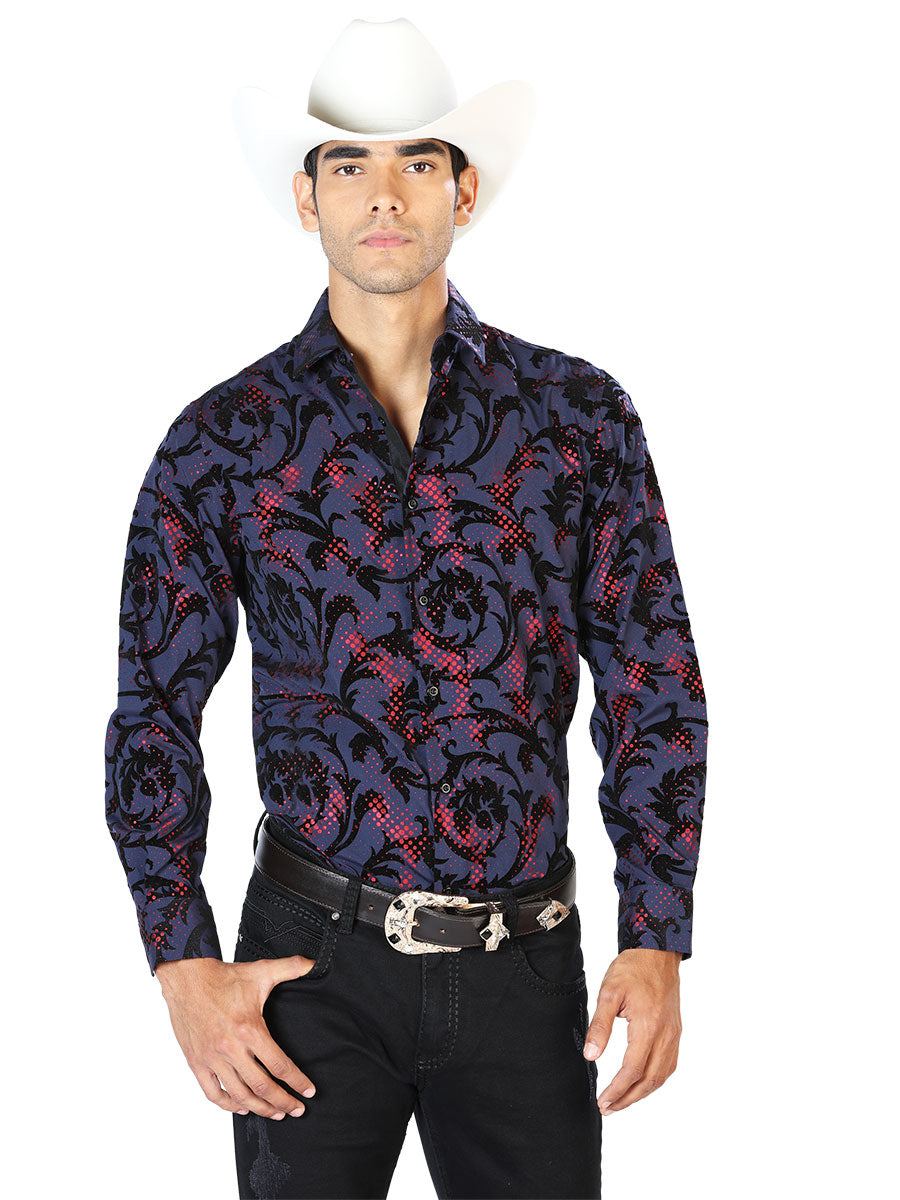 Camisa Casual Manga Larga El Señor De Los Cielos Wh-017 97% Poliéster 3% Elastano Marino 43584