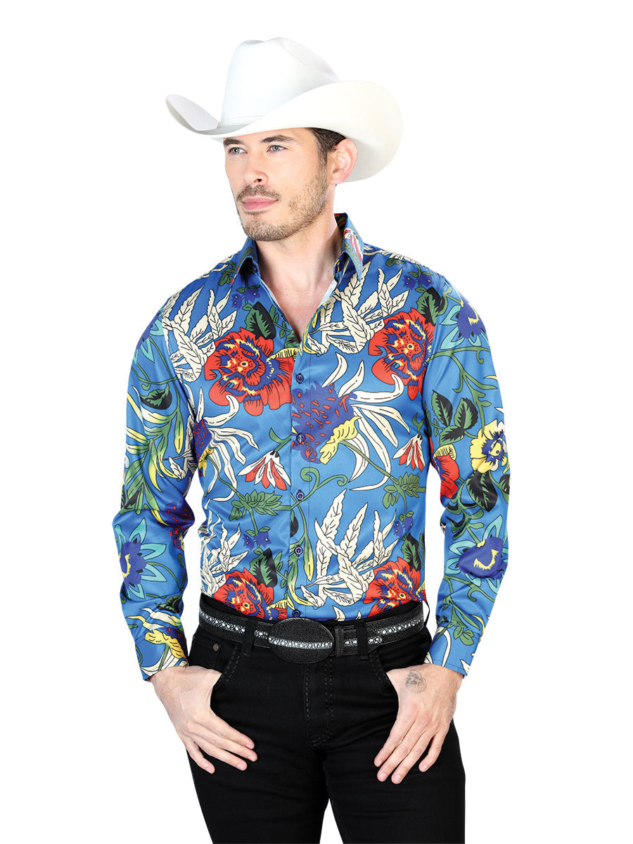 Azul Casual Manga Larga Camisa 43677