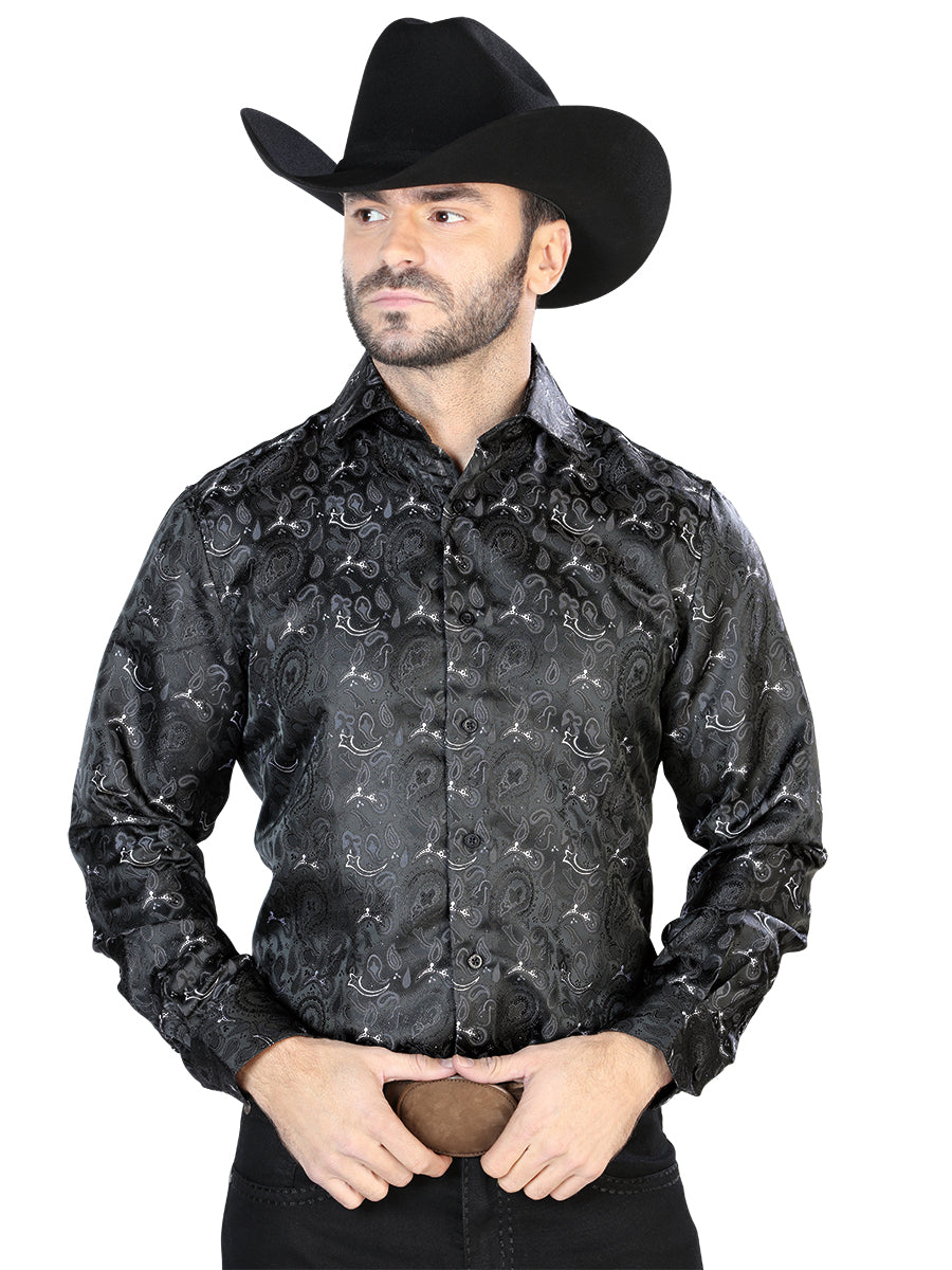 Camisa Casual L/ Manga El Señor de los Cielos 2108034 100% MICROFIBRA Negro 43706