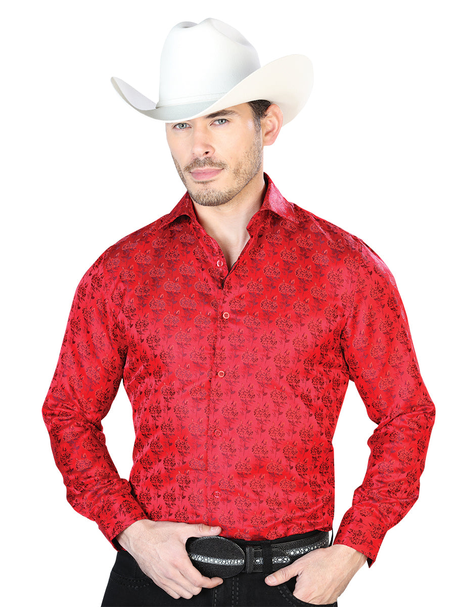 Camisa Casual Manga Larga El Señor De Los Cielos 2108001 100% Microfibra (Poliéster) Rojo 43739