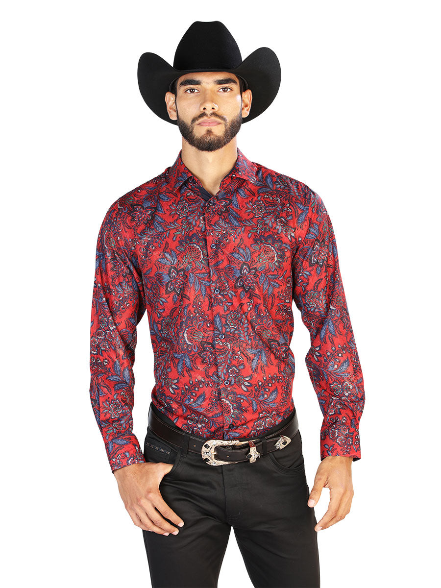 Camisa Casual Manga L El Señor de los Cielos WH7-068 97% Poliester 3% Elastano Rojo 43856