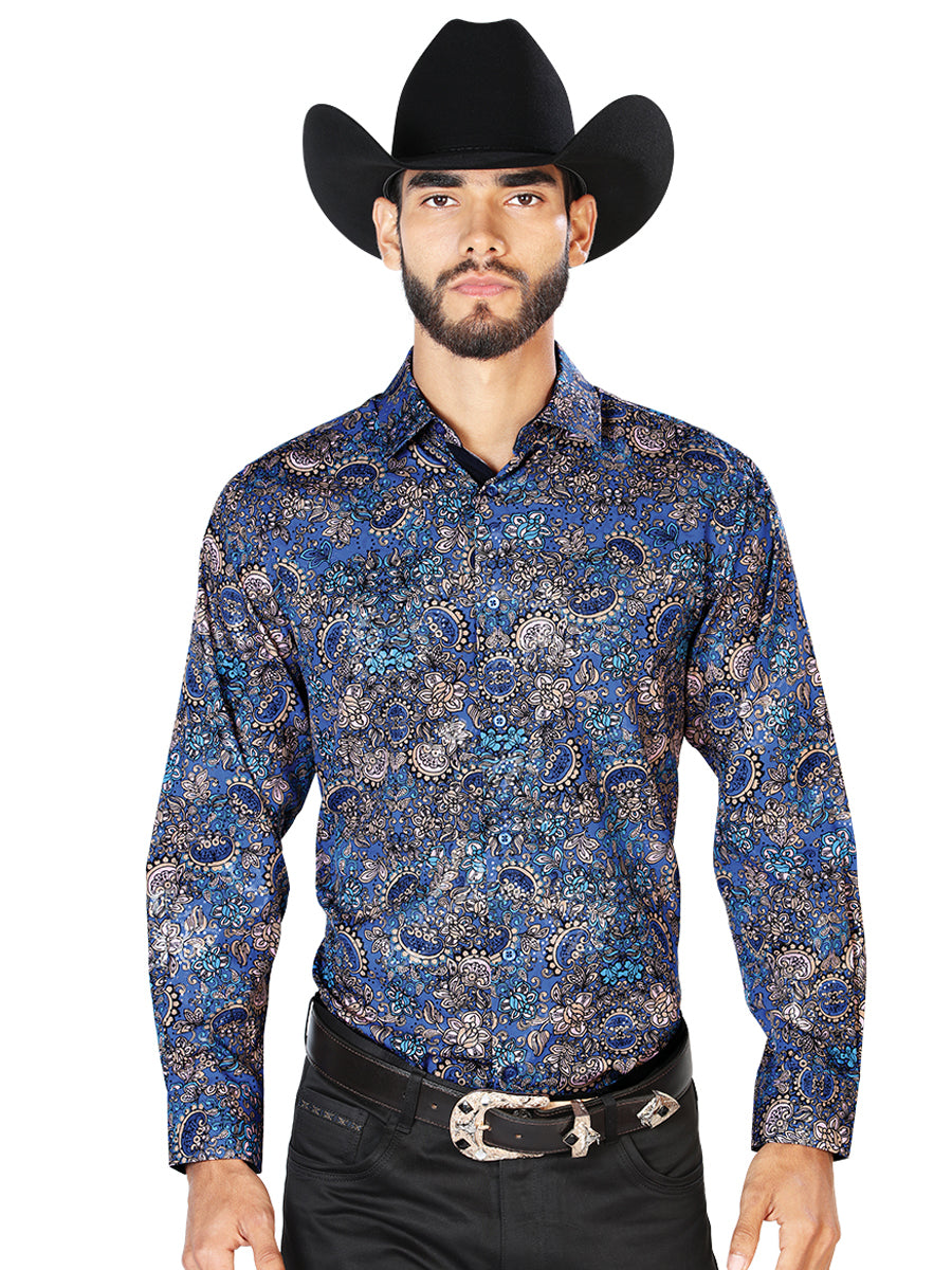 Camisa Casual Manga L El Señor de los Cielos WH7-052 97% Poliester 3% Elastano Azul Marino 43860