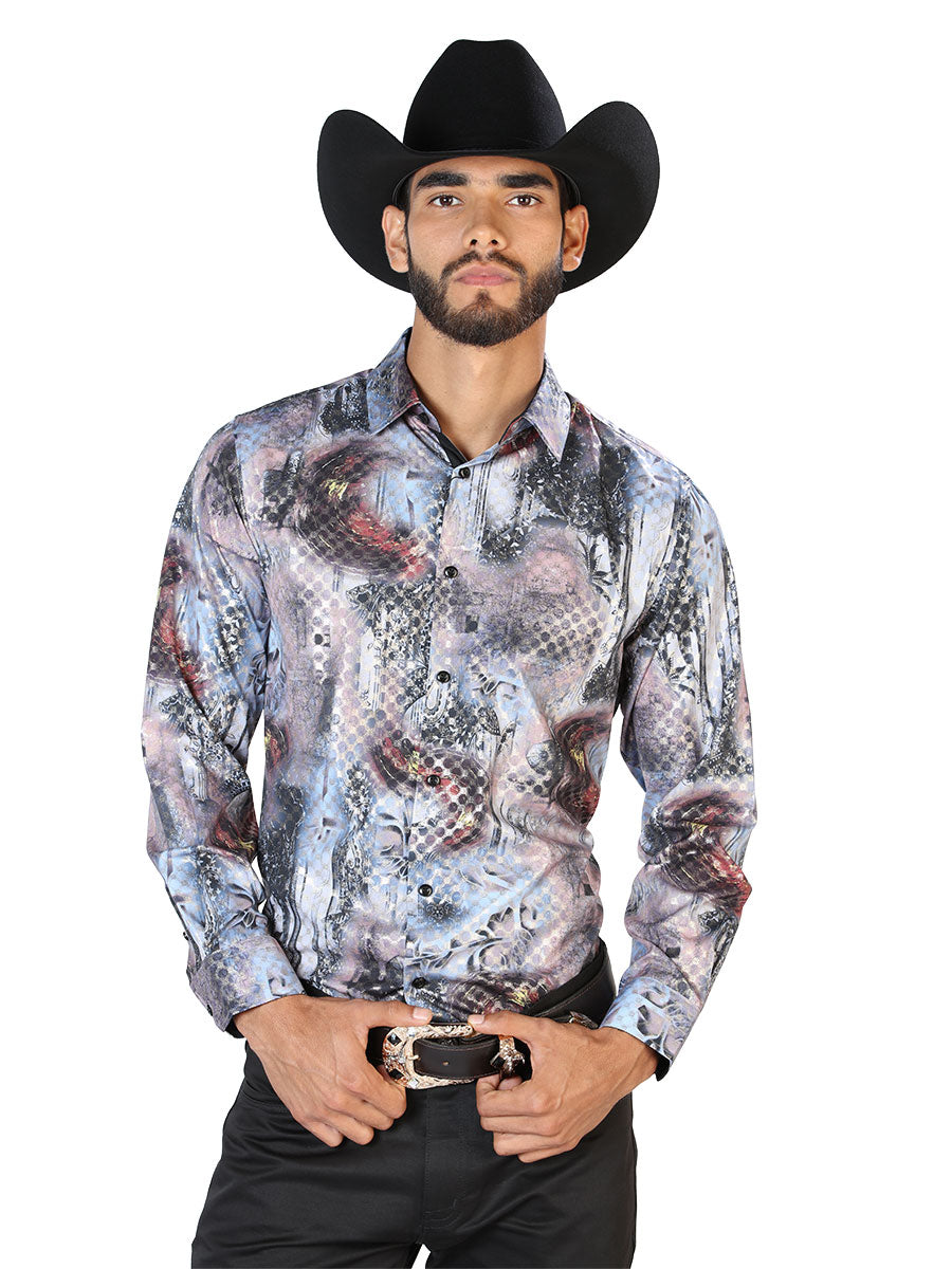 Camisa Casual Manga L El Señor De Los Cielos Wh7-064 97% Poliéster 3% Elastano Negro/Multicolor 43871