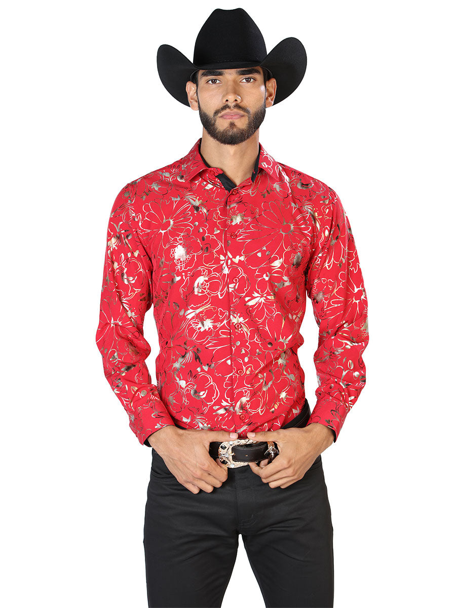 Camisa Casual Manga L El Señor De Los Cielos Wh7-208 97% Poliéster 3% Elastano Vino 43877