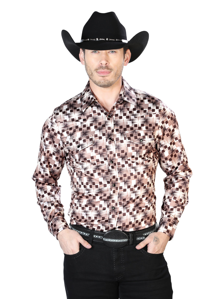 Camisa Casual Manga Larga El Señor De Los Cielos 26 97%Poliéster 3%Lycra Beige/Marrón 43941