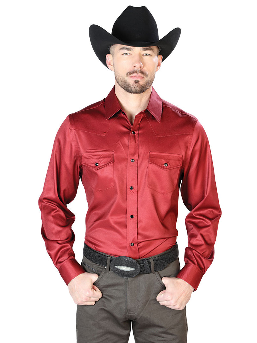 Camisa Casual Manga Larga El Señor De Los Cielos 46 97%Poliéster 3%Lycra Burgandy 43961