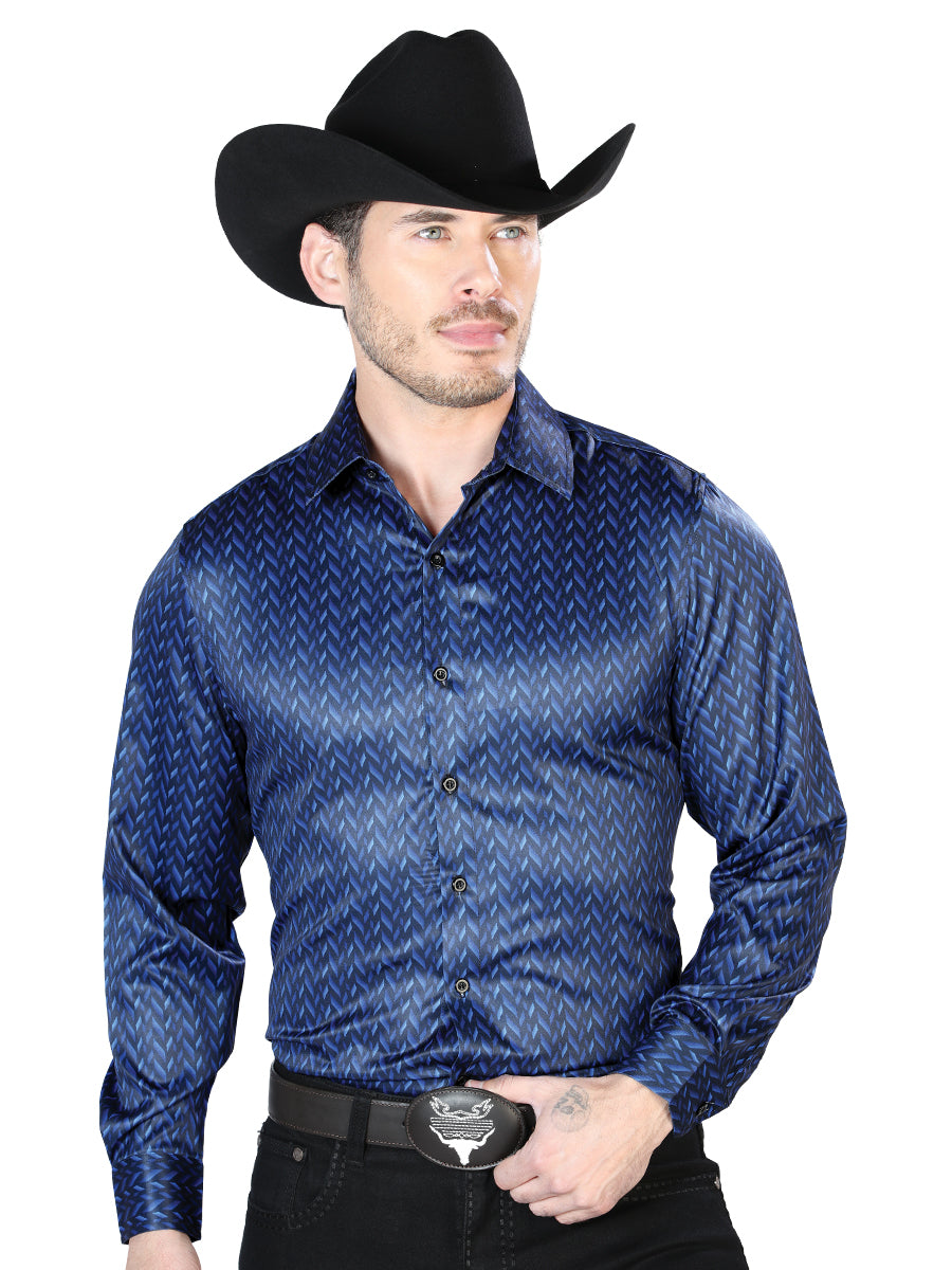 Camisa Casual Manga Larga El Señor De Los Cielos 52 97%Poliéster 3%Lycra Azul 43967