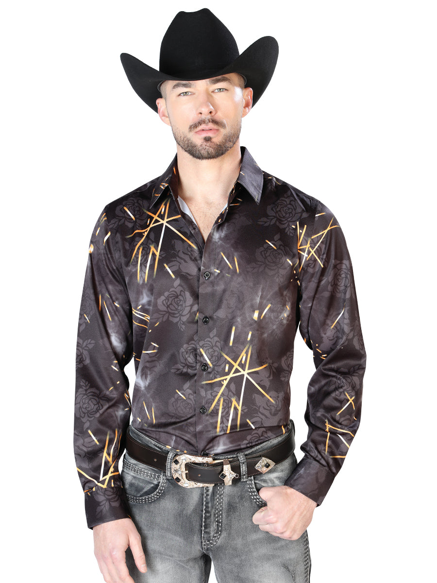 Camisa Casual Manga Larga El Señor De Los Cielos 4 97%Poliéster 3%Lycra Negro/Blanco 43989