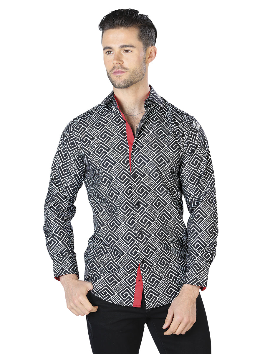 Camisa Casual Manga L El Señor De Los Cielos Wh10-037 97% Poliéster 3% Elastano Negro/Multicolor 44039