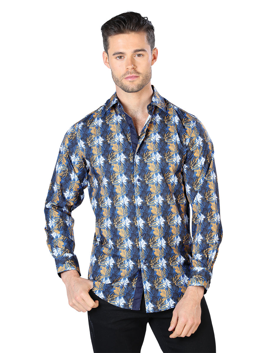 Camisa Casual Manga L El Señor de los Cielos WH10-044 97% Poliester 3% Elastano Azul 44046
