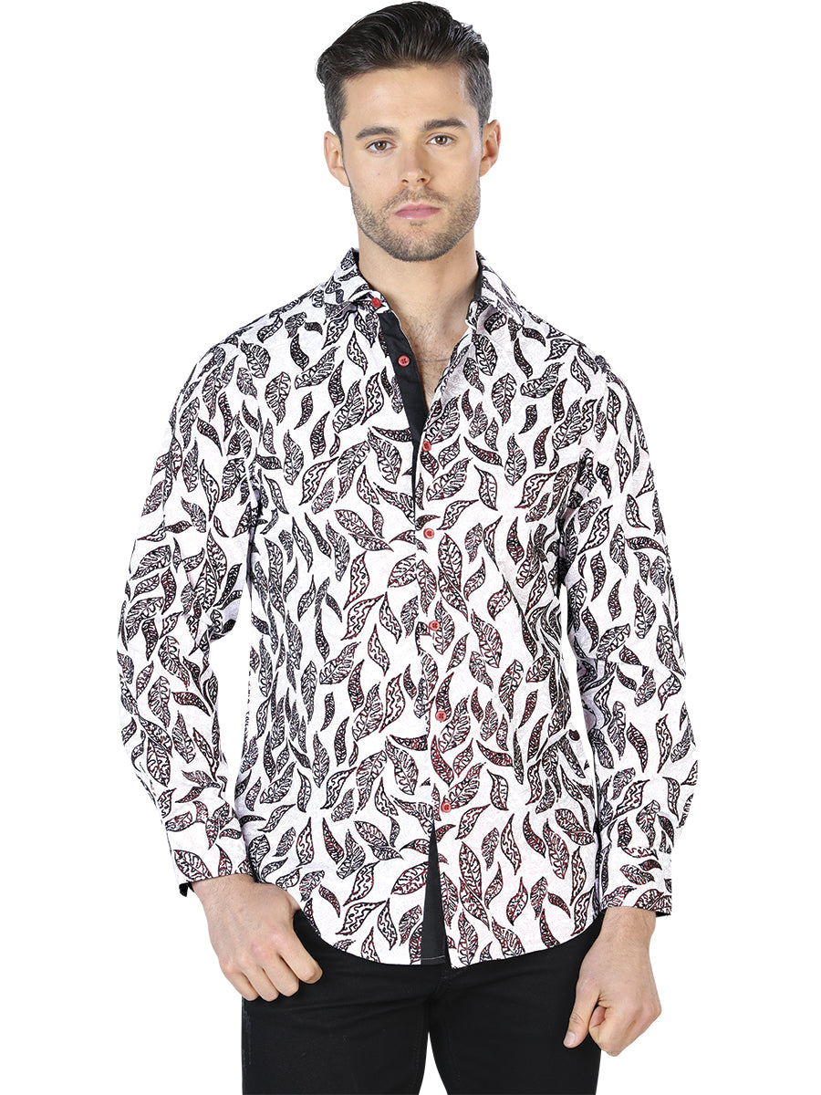 Camisa Casual Manga Larga El Señor De Los Cielos Wh10-053 97% Poliéster 3% Elastano Blanco/Vino 44055