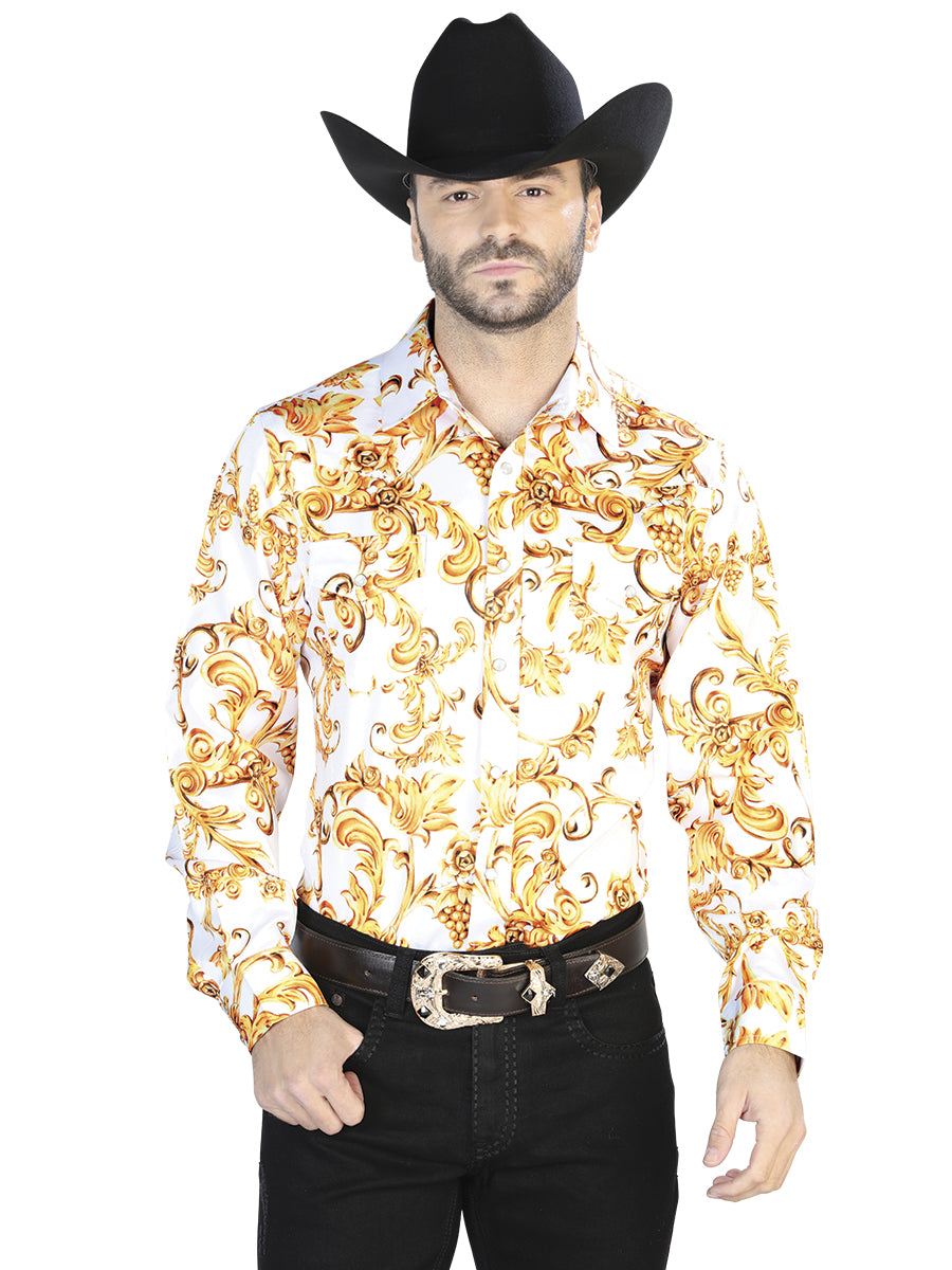 Camisa Casual Manga Larga El Señor De Los Cielos 1 97%Poliéster 3%Lycra Off White/Gold 44060