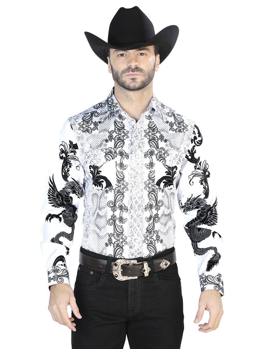 Camisa Casual Manga Larga El Señor De Los Cielos 5 97%Poliéster 3%Lycra Blanco/Negro 44066