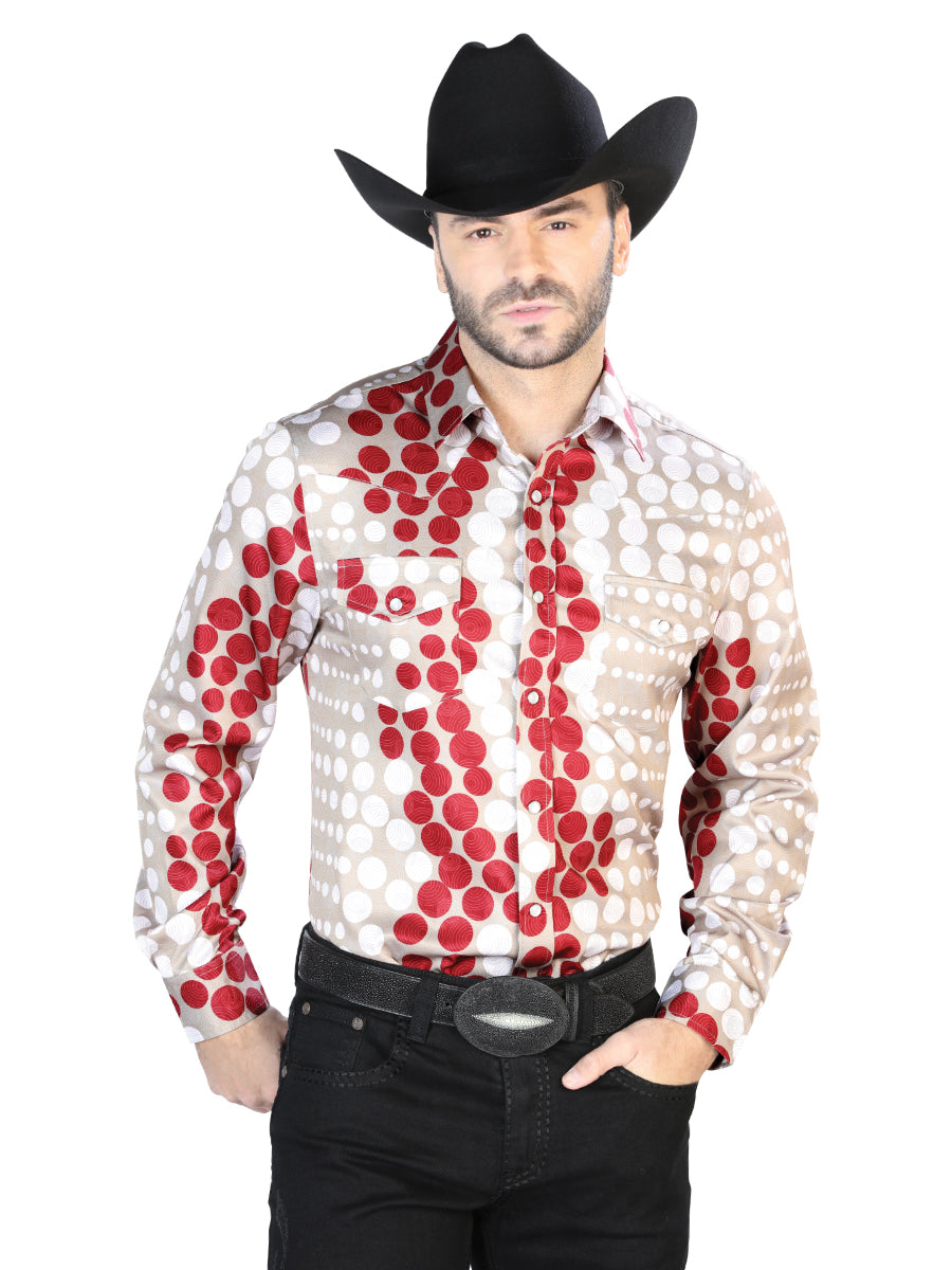 Camisa Casual Manga Larga El Señor De Los Cielos 11 97%Poliéster 3%Lycra Burdeos/Oro 44072
