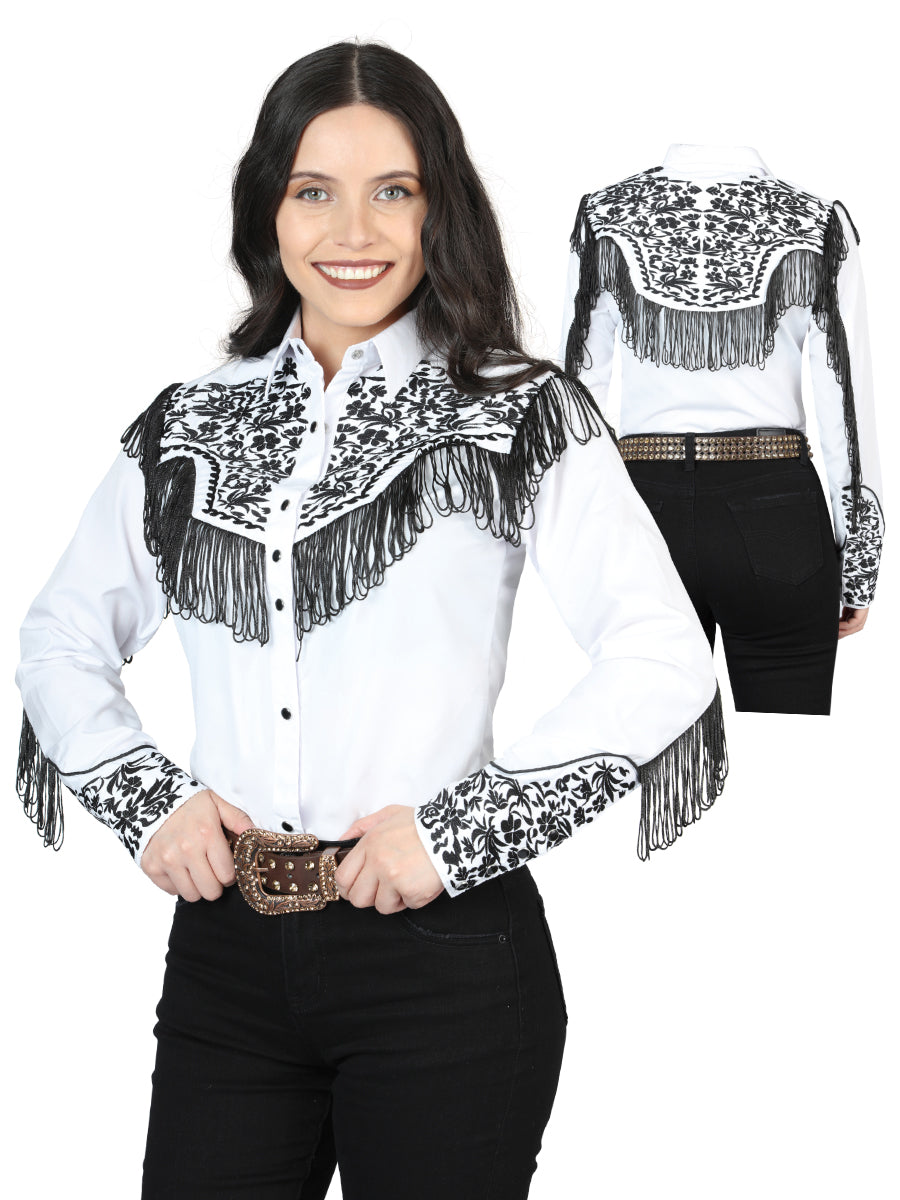 Cowboy Camisa L/ Manga El Señor De Los Cielos No.1051 65% Poliéster 35%cotton Blanco 44179