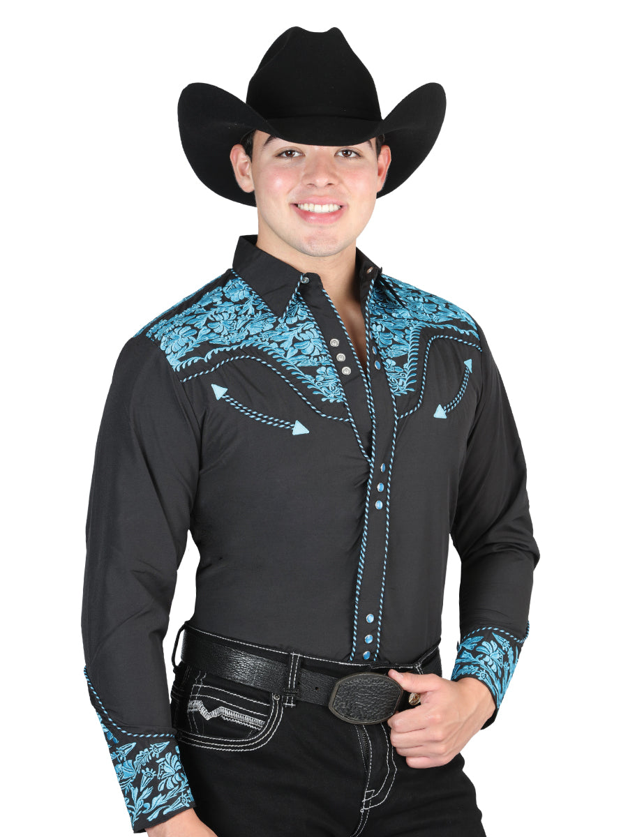 Camisa Vaquera M/ Larga El General 2800 65% Poliéster 35% Algodon Negro/Azul 44337