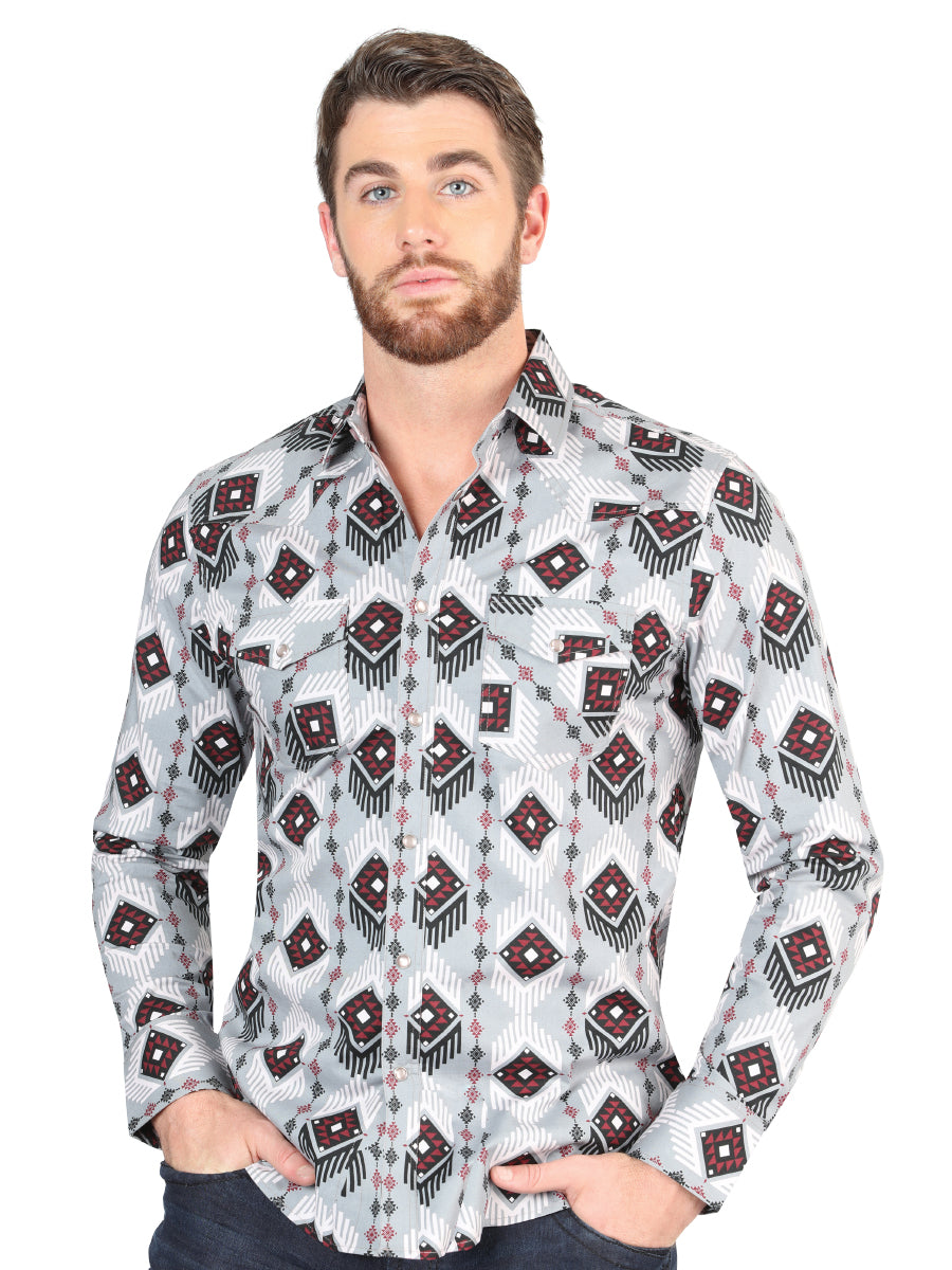 Camisa Vaquera M/ Larga El Senor De Los Cielos 23.17 97% Algodón 3% Lycra Gris 44425