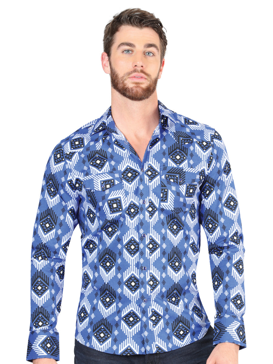 Camisa Vaquera M/ Larga El Senor De Los Cielos 23-20 97% Algodón 3% Lycra Azul 44428