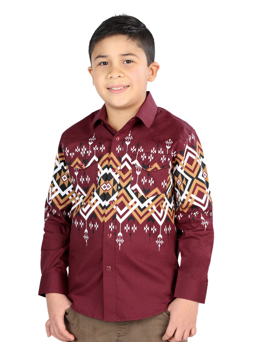 CAMISA VAQUERA M/ LARGA EL SENOR DE LOS CIELOS 23-32 97% ALGODÓN 3% LYCRA BURDEOS 44465