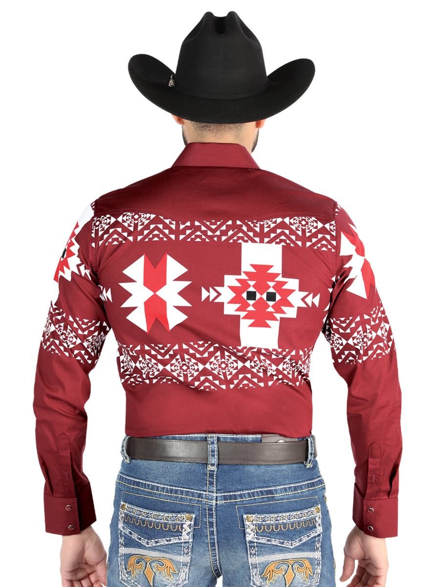 el General - Casual Manga Larga Camisa - Borgoña 44484