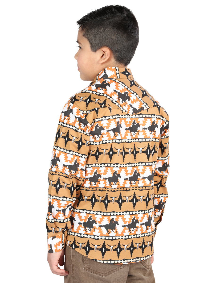 Camisa Vaquera M/ Larga El Senor De Los Cielos 23-53 97% Cotton 3% Lycra Taupe 44493