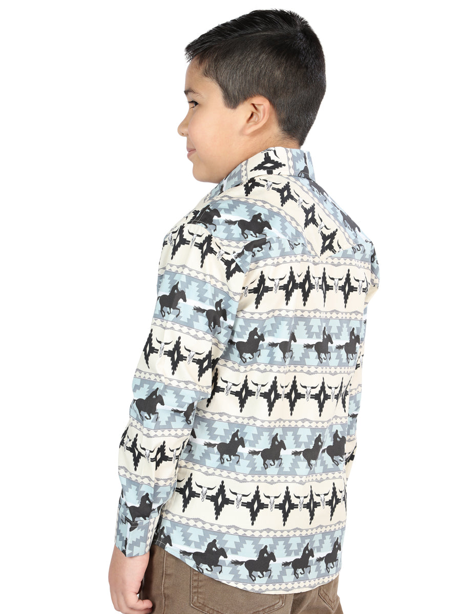 CAMISA VAQUERA M/ LARGA EL SENOR DE LOS CIELOS 23-54 97% ALGODÓN 3% LYCRA MARFIL 44494