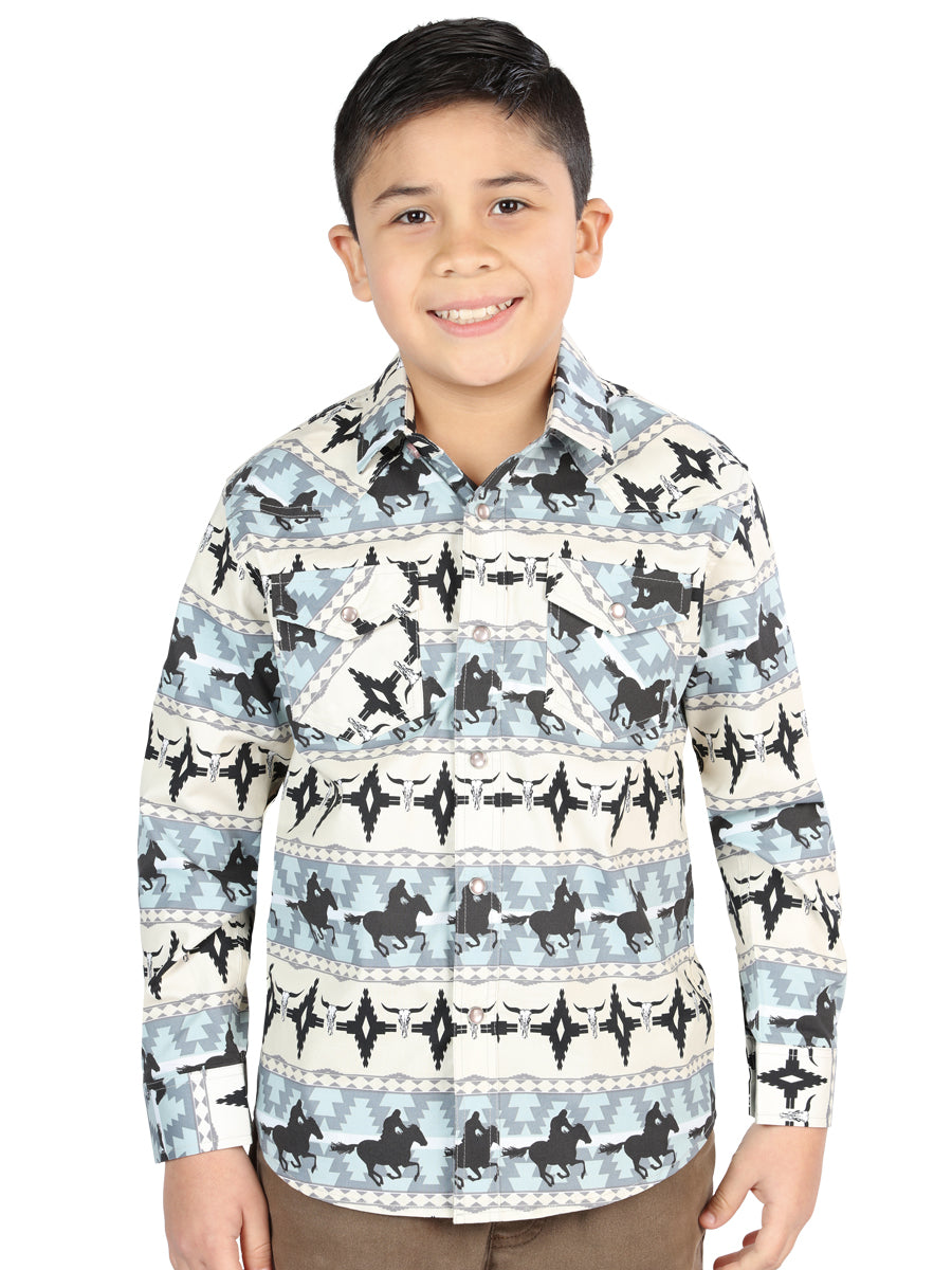 CAMISA VAQUERA M/ LARGA EL SENOR DE LOS CIELOS 23-54 97% ALGODÓN 3% LYCRA MARFIL 44494