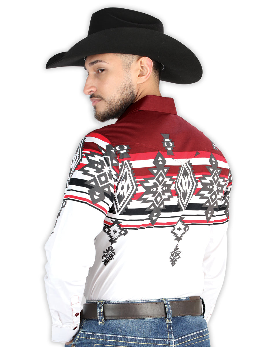 Camisa Vaquera M/ Larga El Senor De Los Cielos 23-65 97% Algodón 3% Lycra Burdeos 44497