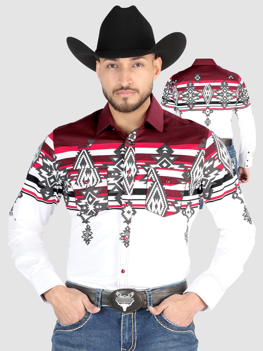 Camisa Vaquera M/ Larga El Senor De Los Cielos 23-65 97% Algodón 3% Lycra Burdeos 44497