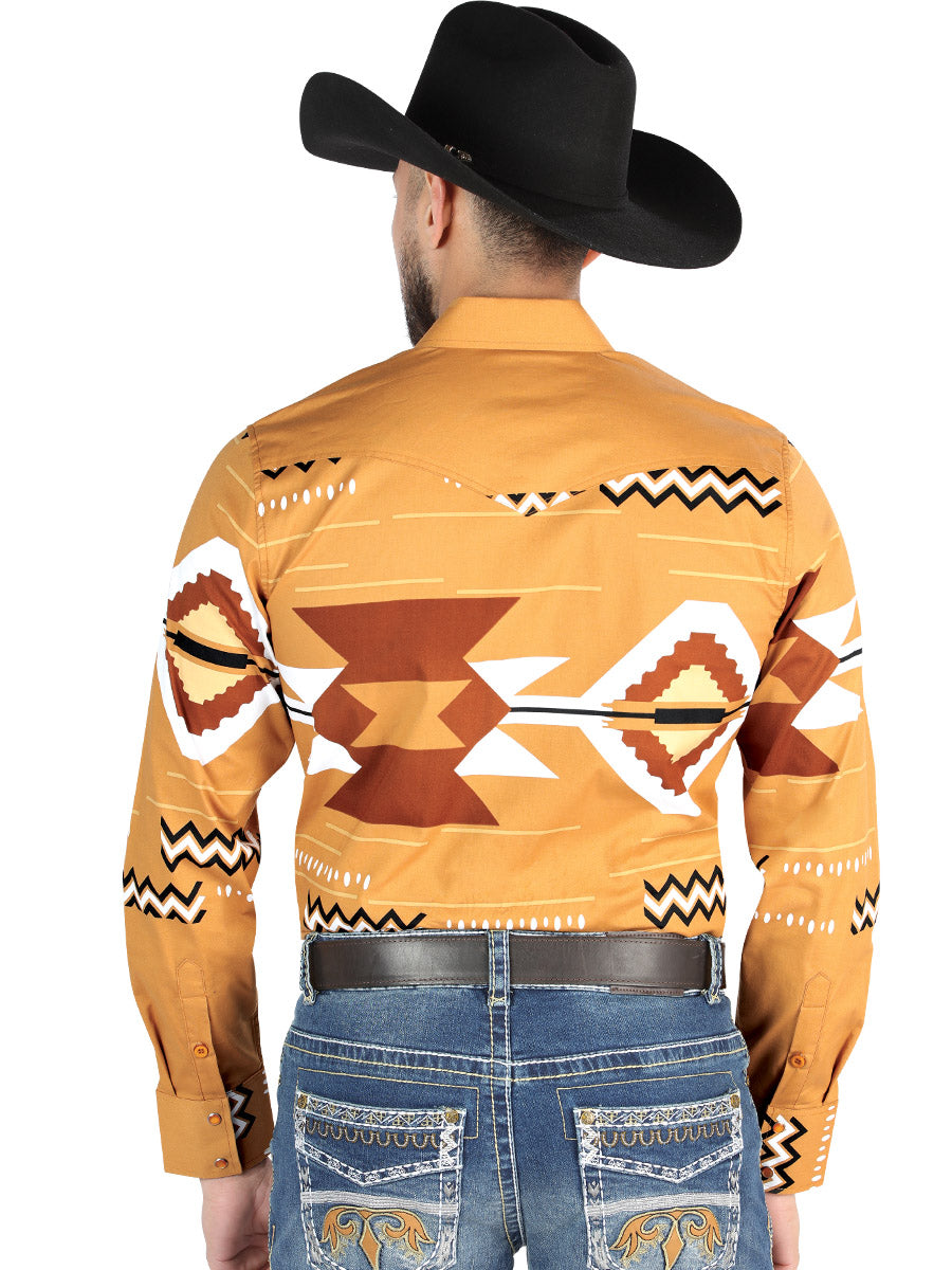Camisa Vaquera M/ Larga El Senor De Los Cielos 23-67 97% Algodón 3% Lycra Taupe 44499