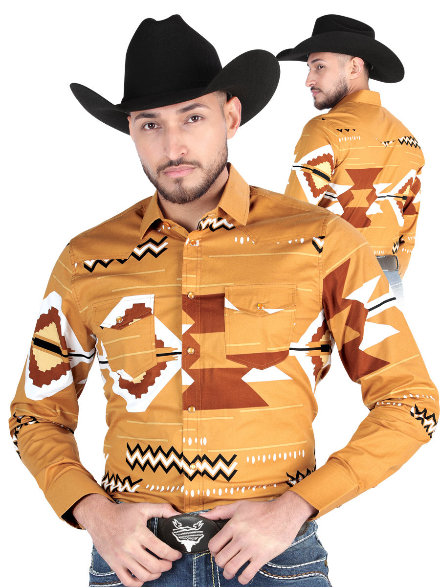 Camisa Vaquera M/ Larga El Senor De Los Cielos 23-67 97% Algodón 3% Lycra Taupe 44499