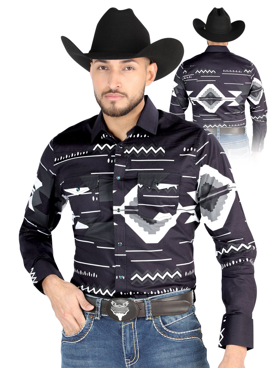 Camisa Vaquera M/ Larga El Senor De Los Cielos 23-68 97% Algodón 3% Lycra Negro 44500