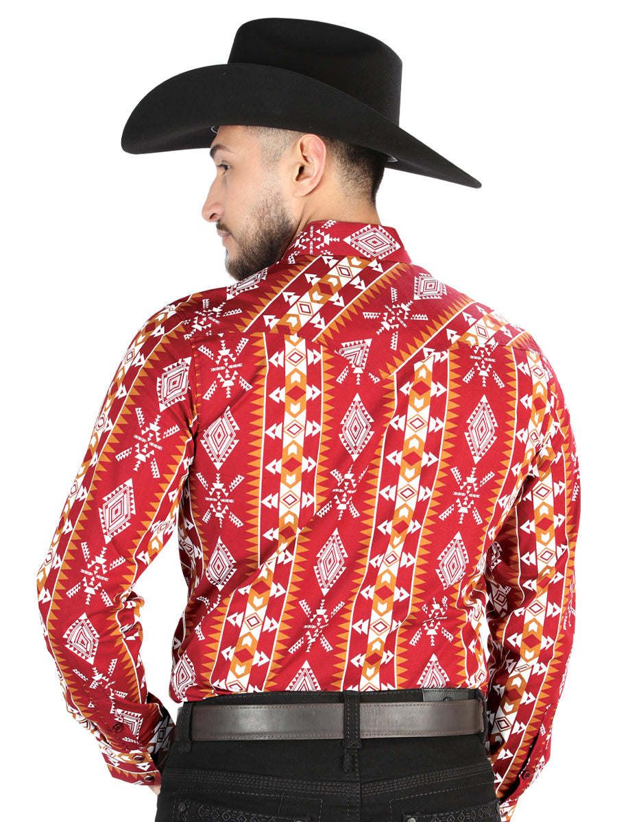 Camisa Vaquera M/ Larga El Senor De Los Cielos 23-71 97% Algodón 3% Lycra Burdeos 44503