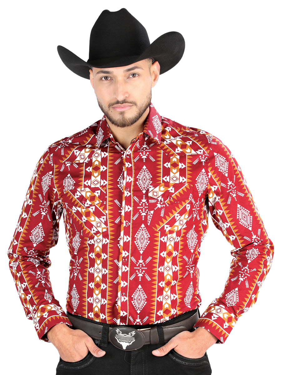 Camisa Vaquera M/ Larga El Senor De Los Cielos 23-71 97% Algodón 3% Lycra Burdeos 44503