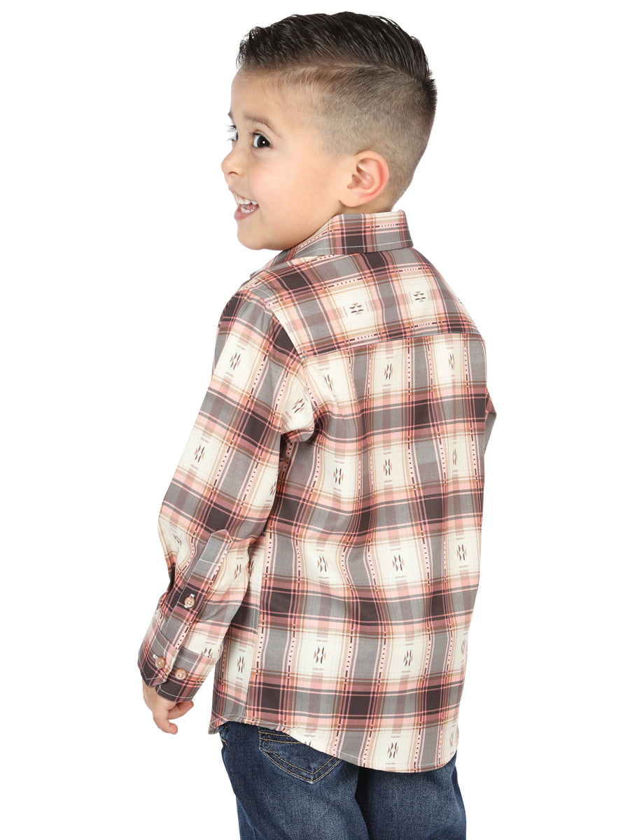 el General Orange/beige Casual Long - Sleeve Camisa 44733