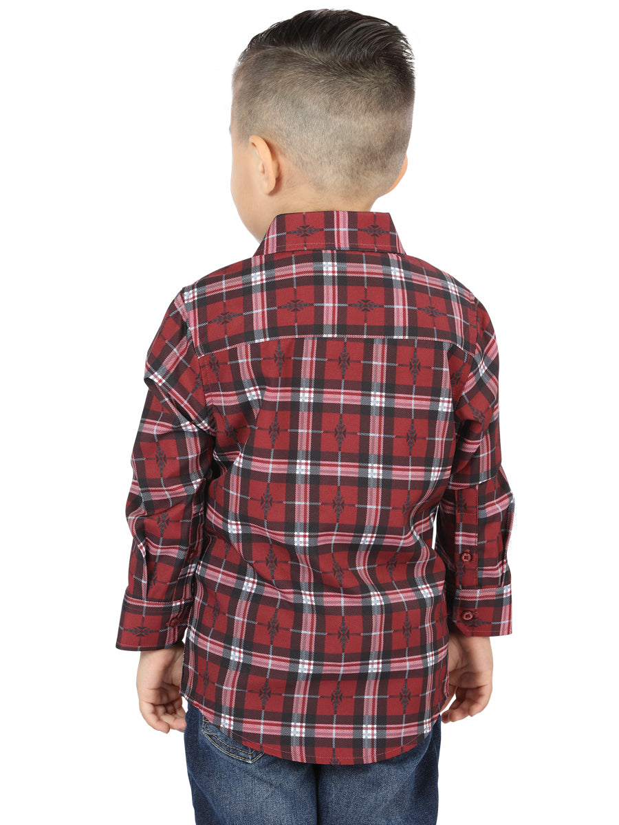 Camisa L/ Manga El Senor De Los Cielos Wh2307-114 97% Algodón 3% Spandex Rojo 44744