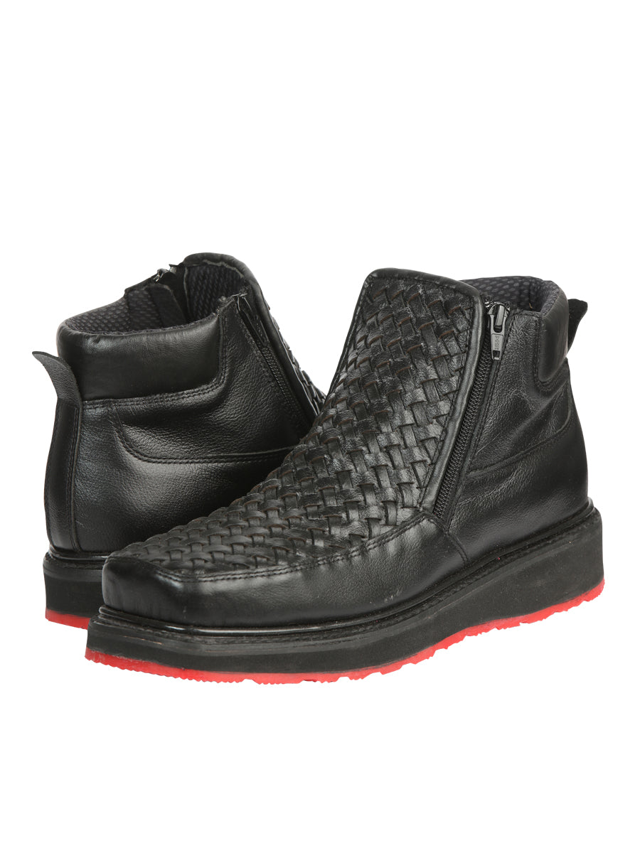 el General Caballero Negro Woven Tobillo Botas con Zipper 45183