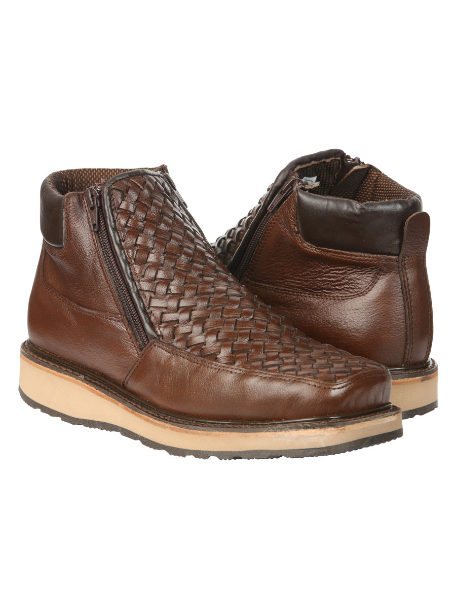 el General Caballero Café Woven Tobillo Botas con Zipper 45184