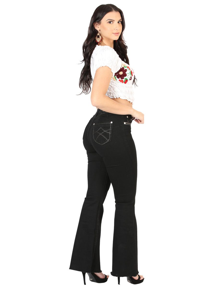 Centenario Dama Negro Bootcut Mezclilla Pantalón de Mezclilla 45543