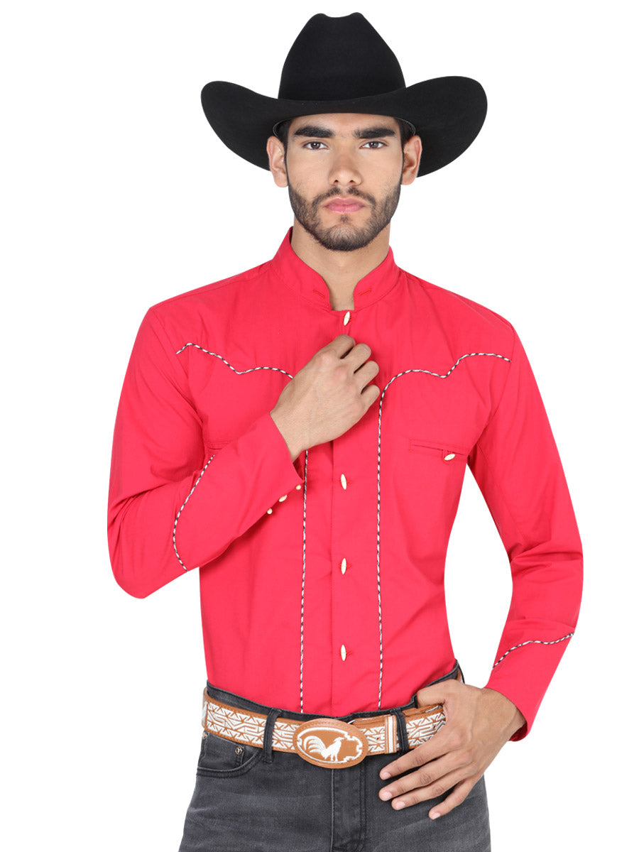 Rojo Vaquero Manga Larga Camisa 123921