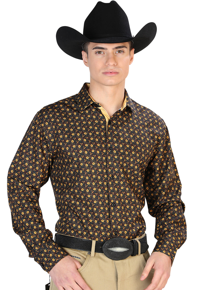 Camisa Casual Manga L CENTENARIO 7001 95% POLIÉSTER 5% SPANDEX Negro/Marrón 126262