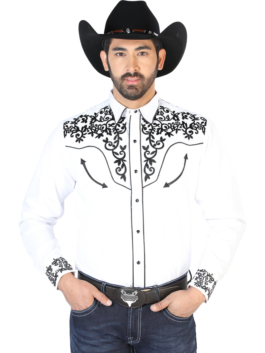 el Señor de los Cielos Bordado Camisa Blanco/negro 126702
