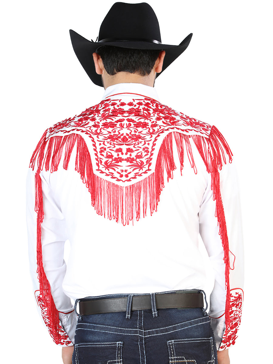 el Señor de los Cielos Bordado Camisa Blanco/rojo 126708