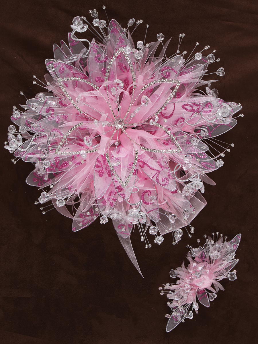 Ramos Quinceañeras Mis Xv Primaveras Petalos Acrílico/Satinado Rosa Claro 600050